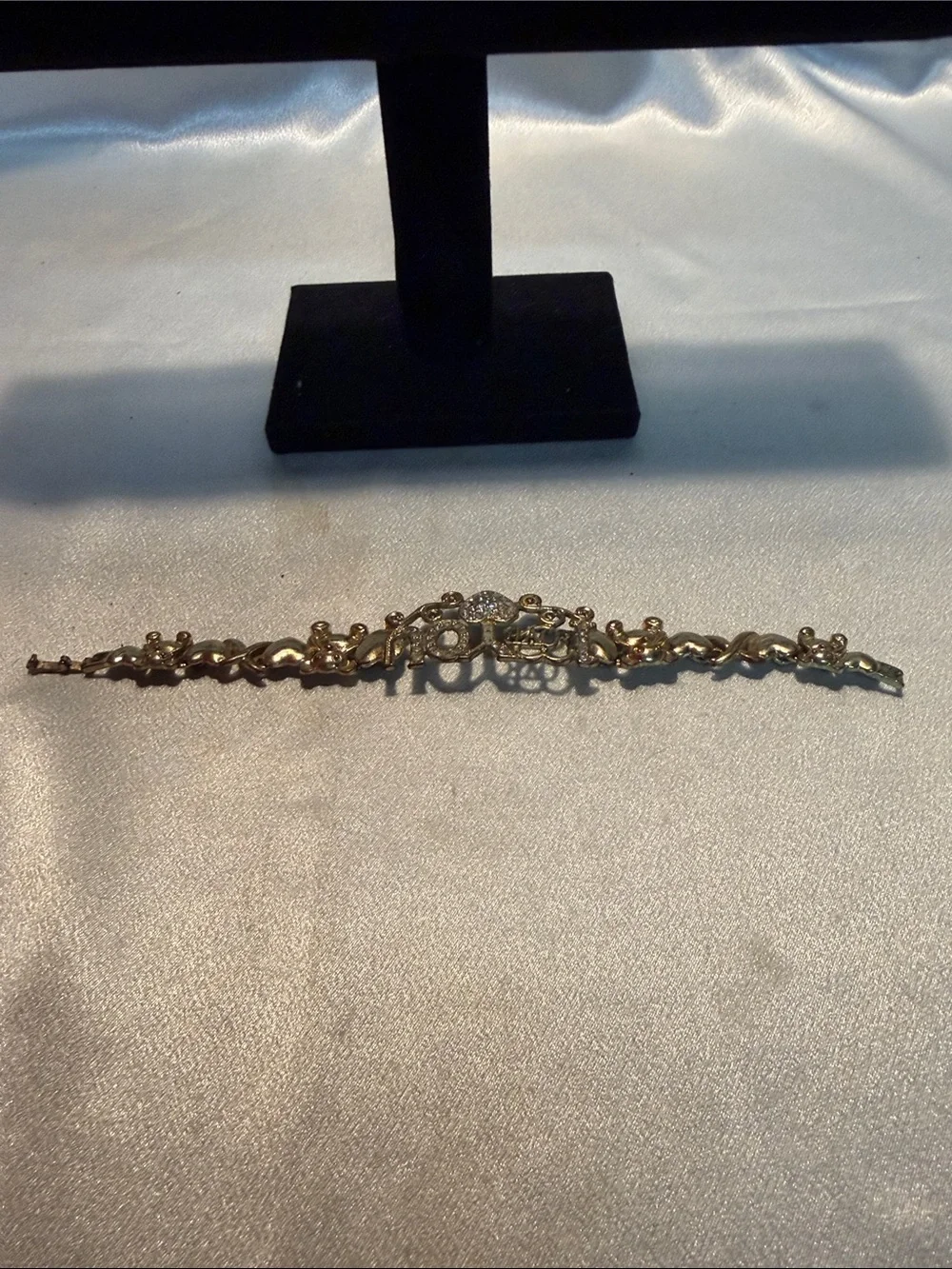 Source Unknown Gold-tone LOVE Heart Rhinestone Bracelet